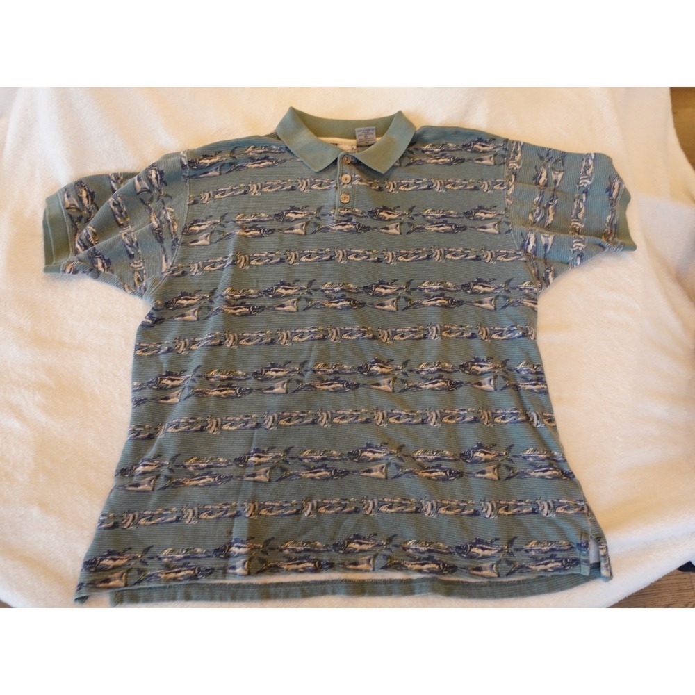 Ocean‎ Pacific Shirt Mens Large Vintage Polo Fishing Tackle Lure OP Dad